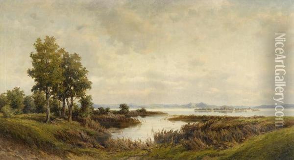 Ansicht Vom Chiemsee. Oil Painting - Friedrich August Reinhardt