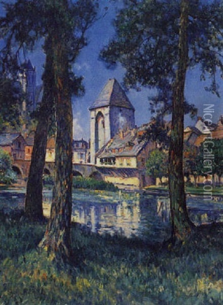 Riviere Et Village Oil Painting - Andre Vautier