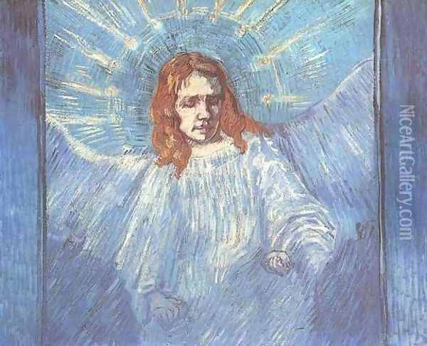 Half Figure Of An Angel (after Rembrandt) Oil Painting - Vincent Van Gogh