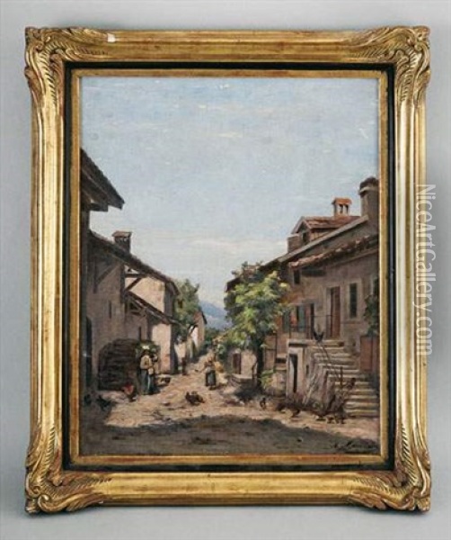 Ruelle Animee A Hermance Oil Painting - Francois Armand Mauchain