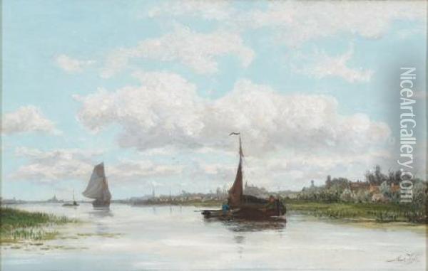 River Amstel, Amsterdam Oil Painting - Marinus Heijl