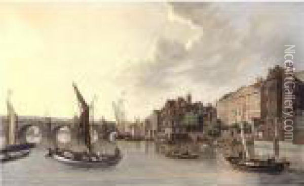 A View Of Westminster Bridge Oil Painting - Samuel Scott