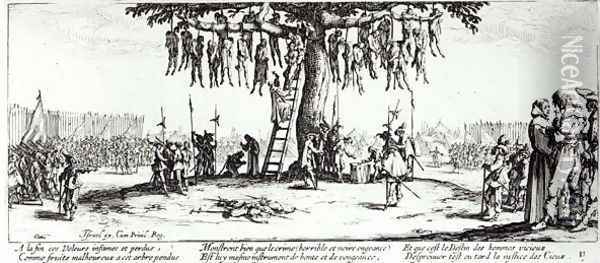 The Hanging, plate 11 from 'The Miseries and Misfortunes of War' Oil Painting - Jacques Callot