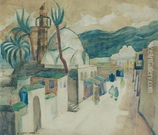 Uliczka W Jerozolimie. 1926 Oil Painting - Bencion Zukerman