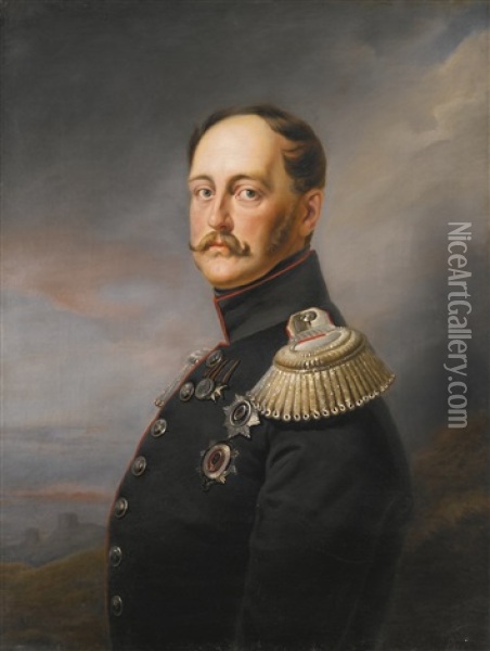 Portrait Of Nicholas I Oil Painting - Franz Krueger