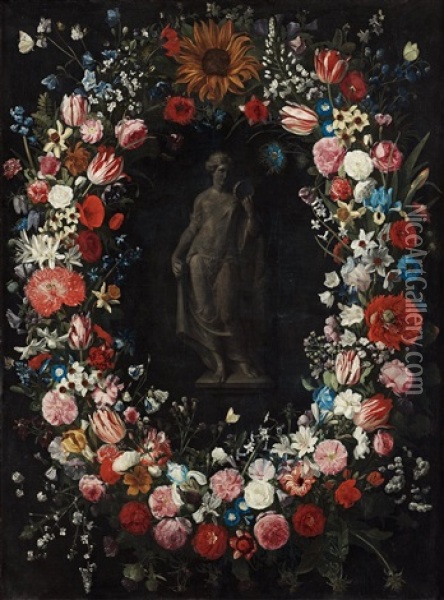 Still Life With Flowers Oil Painting - Jan Philip van Thielen