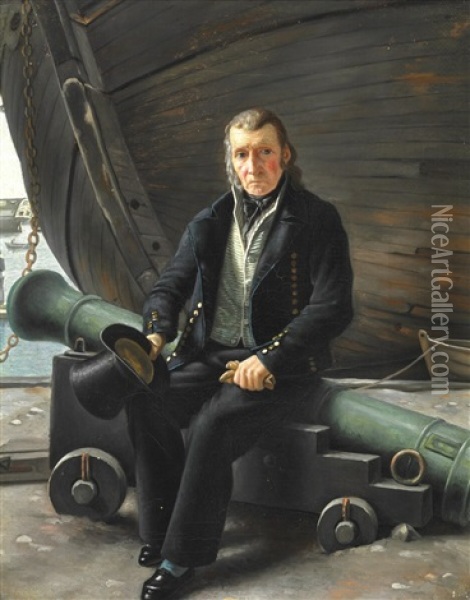 An Old Sailor Sitting On A Cannon Oil Painting - Martinus Christian Wesseltoft Rorbye
