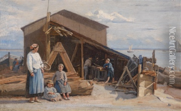 Fischerdorf In Der Bretagne Oil Painting - Jacques Eugene Feyen
