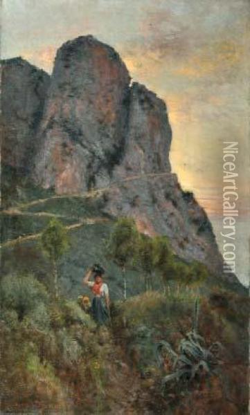 Contadine A Capri Oil Painting - Bernard Hay