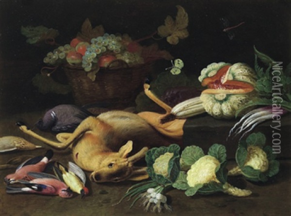 Stillleben Mit Gemusen, Fruchten Und Erlegtem Wild Oil Painting - Ferdinand van Kessel