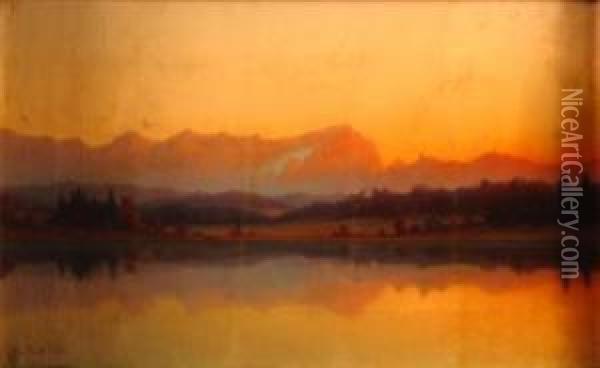 Lake View At Sunrise Oil Painting - Adalbert Wex