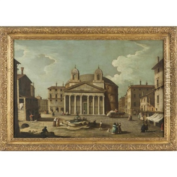 Veduta Del Pantheon Oil Painting - Bernardo Canal