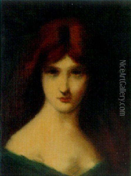 Portrait Of A Lady, Head And Shoulders Oil Painting - Jean Jacques Henner