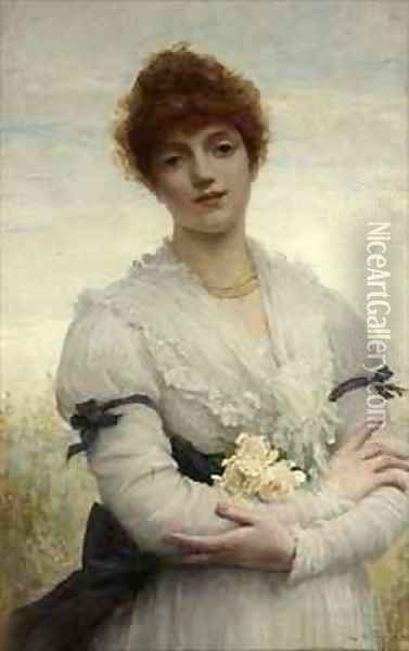 An English Girl Oil Painting - Sir Samuel Luke Fildes