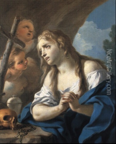 Maddalena Penitente Oil Painting - Francesco de Mura
