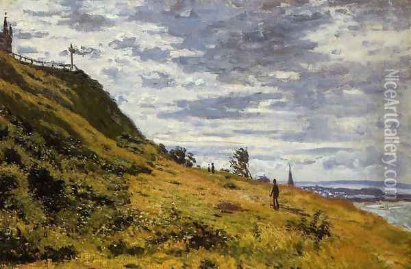 Taking A Walk On The Cliffs Of Sainte Adresse Oil Painting - Claude Oscar Monet