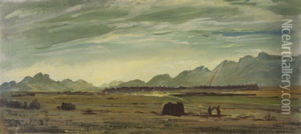 A Desert Landscape Oil Painting - Alexander Evgenievich Iacovleff