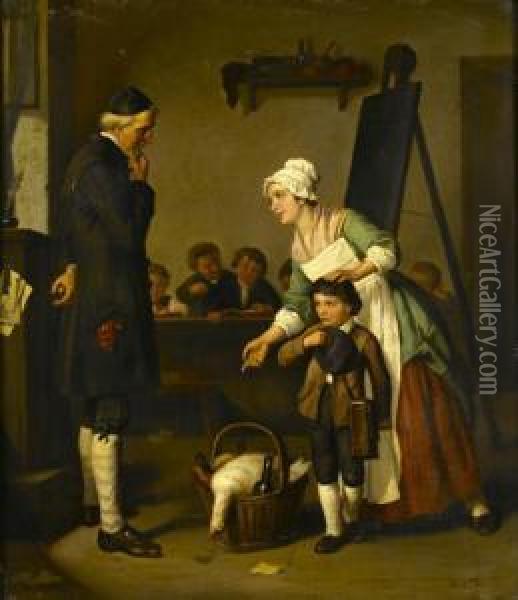 A Gift For The Schoolmaster Oil Painting - David Bles