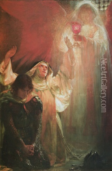 The Vision Of Sir Percivale's Sister Oil Painting - Sigismund Christian Hubert Goetze