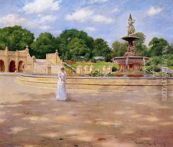 An Early Stroll in the Park Oil Painting - William Merritt Chase