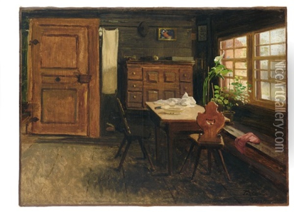 Blick In Eine Schwarzwaldstube Oil Painting - Georg Eduard Otto Saal