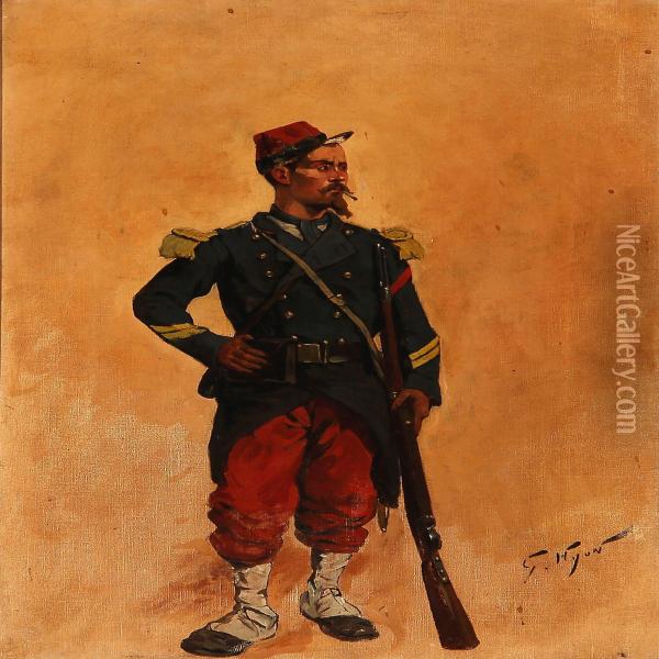 A French Infantryman Oil Painting - Georges-Louis Hyon