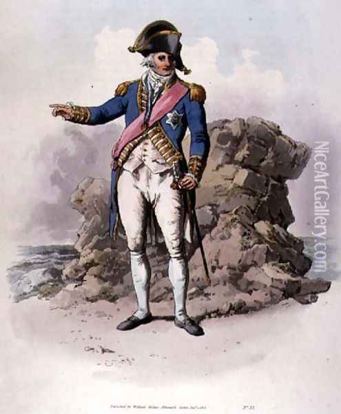 Admiral in full uniform, wearing the Order of Bath from Costumes of Great Britain Oil Painting - William Henry Pyne