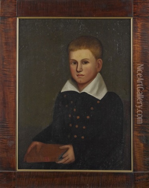 Portrait Of A Boy Holding A Book Oil Painting - Zedekiah Belknap