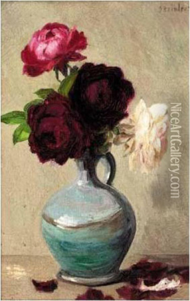 Vase De Fleurs Oil Painting - Theophile Alexandre Steinlen
