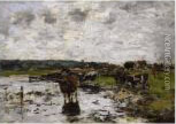 Vaches Au Paturage Oil Painting - Eugene Boudin