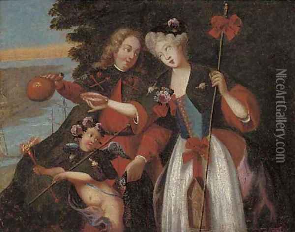 An allegory of love Oil Painting - French School