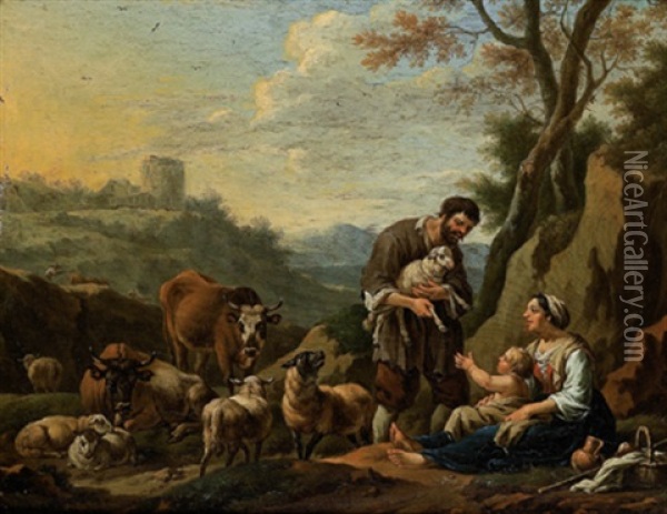 Hirtenszene Oil Painting - Johann Franz Nepomuk Lauterer