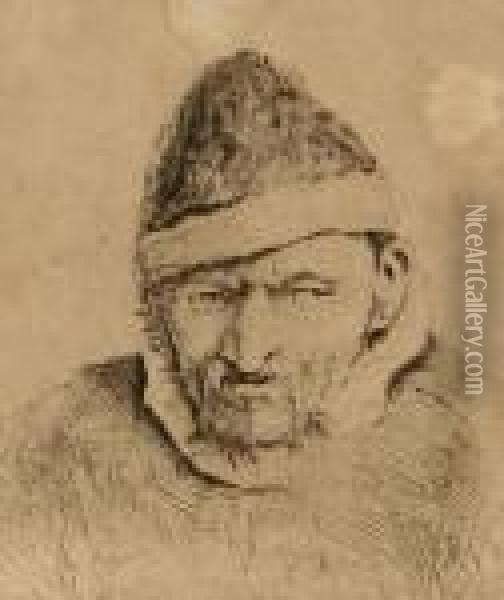 Old Man With Pointed Hat Oil Painting - Adriaen Jansz. Van Ostade