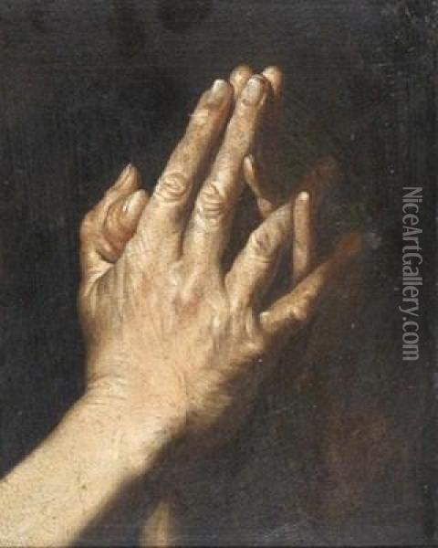 Study Of Hands In Prayer Oil Painting - Francesco Fracanzano