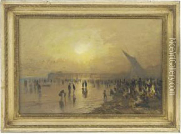 Shore Scene At Evening Oil Painting - Arthur Severn