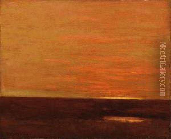 Sunset On The Marsh Oil Painting - Giuseppe Cadenasso