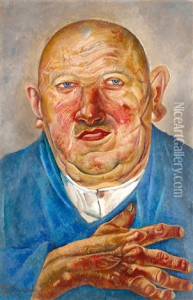 The German Butcher Oil Painting - Boris Dmitrievich Grigoriev