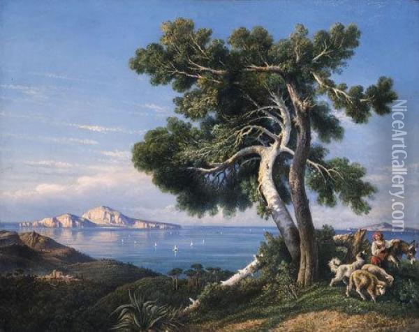 Capri Da Massa Lubrense Oil Painting - Consalvo Carelli