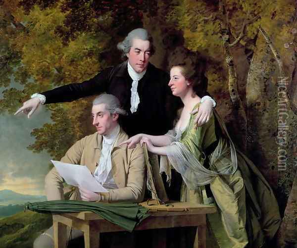 The Rev. D'Ewes Coke, his wife Hannah and Daniel Parker Coke, M.P., c.1780-82 Oil Painting - Josepf Wright Of Derby