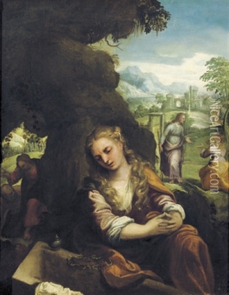Saint Mary Magdalene Contemplating The Empty Grave Of Christ Oil Painting -  Pozzoserrato
