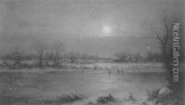 Winter Moonlight Oil Painting - George Henry Boughton