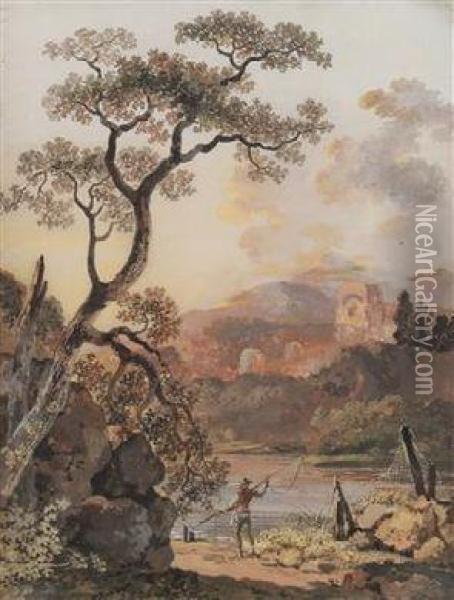 Landschaft Mit Ruinen Oil Painting - Balthasar Anton Dunker