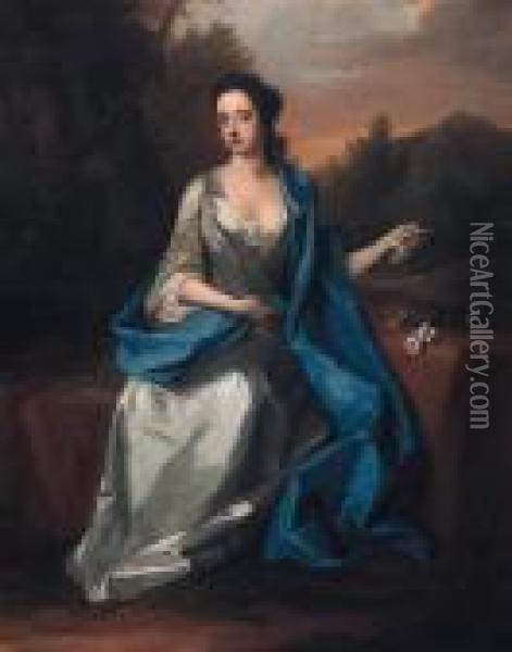 Portrait Of Elizabeth, Duchess Of Beaufort Oil Painting - Michael Dahl