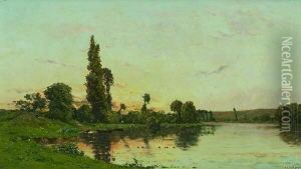 Franzosische
 Flusslandschaft Oil Painting - Hippolyte Camille Delpy