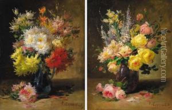 Opulent Bouquets Oil Painting - Edmond Van Coppenolle