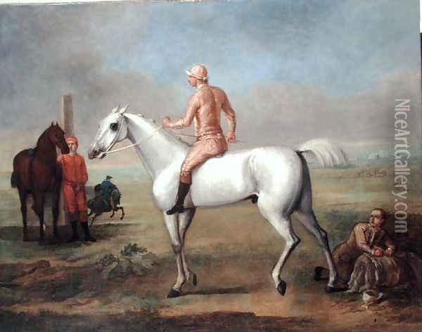 Arab Stallion with Jockey Up Oil Painting - John Wootton