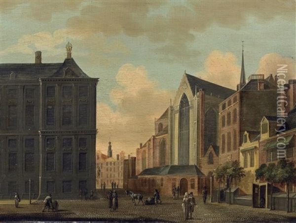 Strasenansicht Mit Der Nieuwe Kerk In Amsterdam Oil Painting - Isaac Ouwater