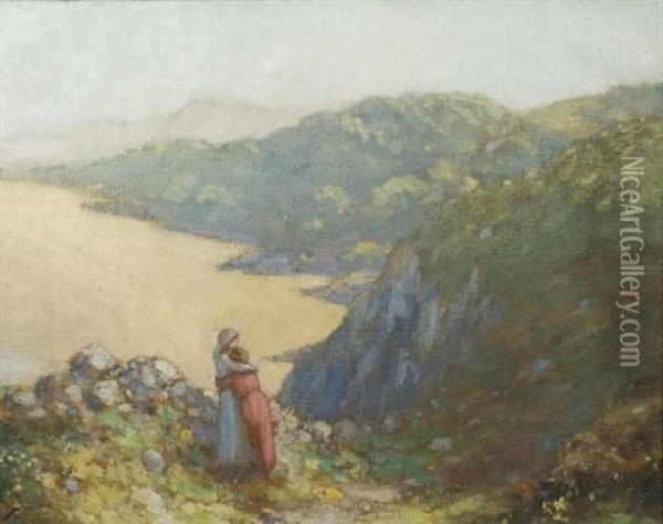 Children At Slieve League, Co. Donegal Oil Painting - George Russell