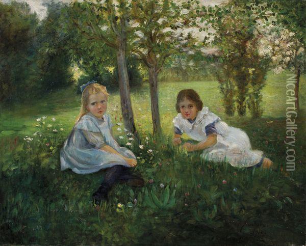 Dans Le Jardin Oil Painting - A. Fanton