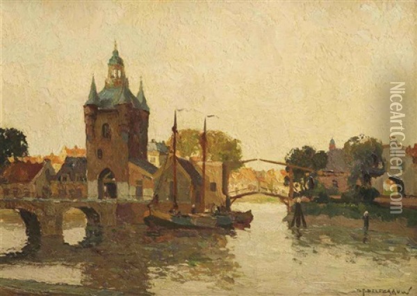 A View Of The Zuidhavenpoort, Zierikzee Oil Painting - Gerard Delfgaauw